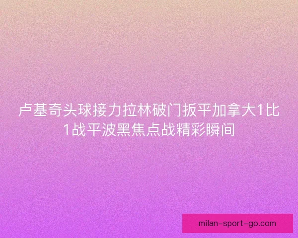 卢基奇头球接力拉林破门扳平加拿大1比1战平波黑焦点战精彩瞬间 卢基奇头球接力拉林破门扳平加拿大1比1战平波黑焦点战精彩瞬间
